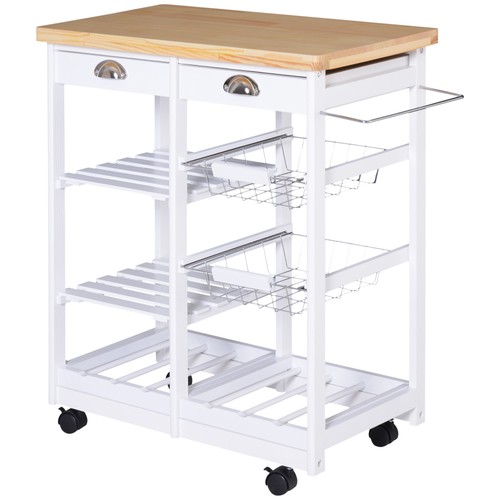 Homcom rolling kitchen island - rolling,