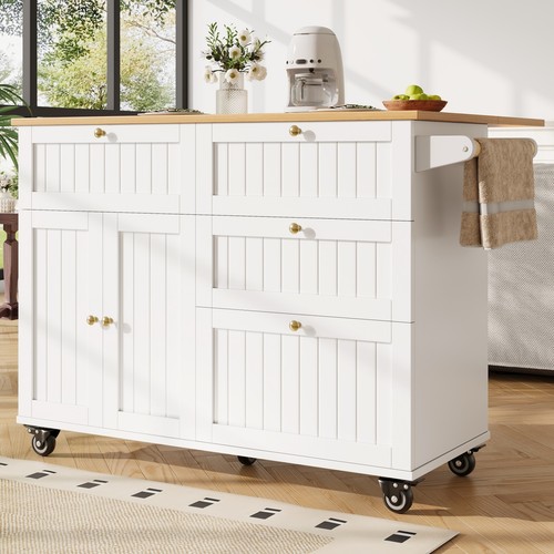 Rolling kitchen island - kitchen, with
