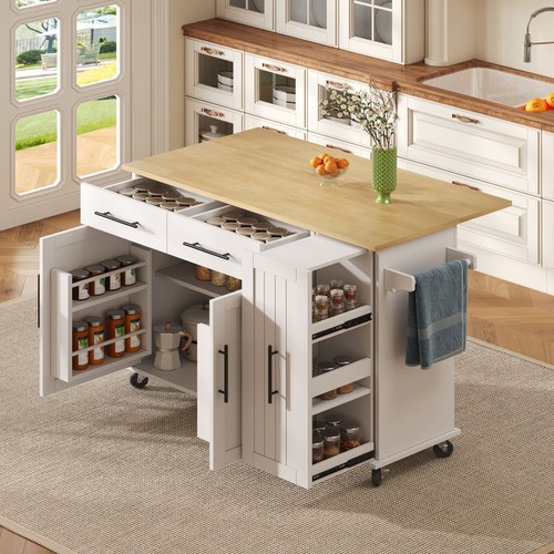 Rolling kitchen island drop - kitchen, w/
